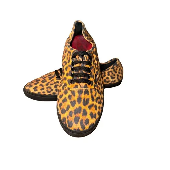 Vans Cheetah Print Lace Up Sneakers Men Size 6.5 - Picture 2 of 8